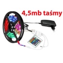 Zestaw taśma 30 led smd 5050 RGB 4,5m + Zasilacz wtyczkowy led + kontroler rgb IR hurtownia led Premium Lux