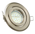 Zestaw: żarówka gu10 30 ledsmd 2835 + oprawa regulowana okrągła perła chrom mat + gniazdo gu10 hurtownia led Premium Lux