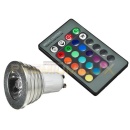 Żarówka gu10 1 power led RGB 3W + pilot IR hurtownia led Premium Lux