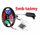 Zestaw taśma 30 led smd 5050 RGB 5m + Zasilacz wtyczkowy led + kontroler rgb IR hurtownia led Premium Lux