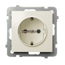 OSPEL Gniazdo pojedyncze z uziemieniem s IMPRESJA ECRU GP-1YS/m/27 16A/250~  IP-2 hurtownia led Premium Lux