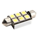 Żarówka samochodowa C5W 6 led smd 5050 SV8.5  3W 39mm CANBUS biała zimna  hurtownia led Premium Lux